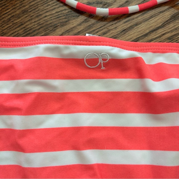 OP NWT striped coral and white stripes with sequin-like print - Picture 8 of 12